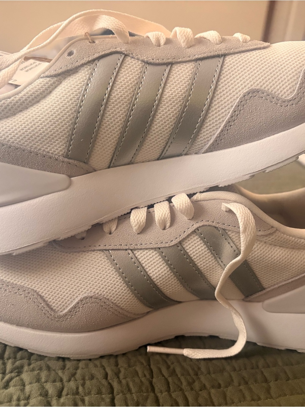 Adidas Run 60’s 4.0 Women's White & Silver  Retro Runner Sneakers